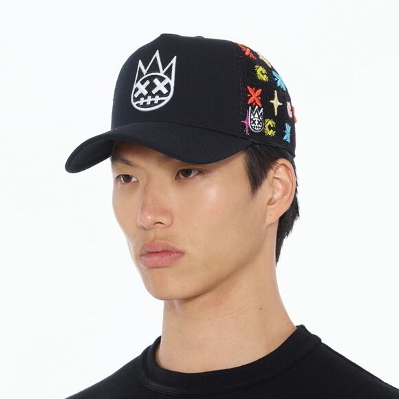 Cult of Individuality Trucker Hat Embroidered Logo Pattern Black Snapback Cap - Picture 8 of 8